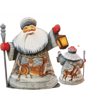 G.debrekht Woodcarved And Hand Painted Santa Playful Elks Figurine In Multi