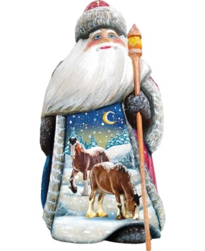 GDeBrekht Woodcarved and Hand Painted Santa Winter Horsey Santa Figurine
