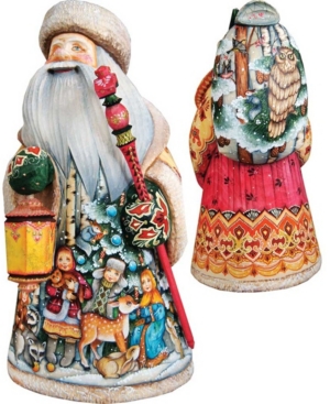 G.debrekht Woodcarved And Hand Painted Lighting The Way Santa Claus Figurine In Multi