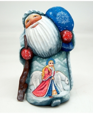 G.debrekht Woodcarved And Hand Painted Snow Maidens Friend Santa Figurine In Multi
