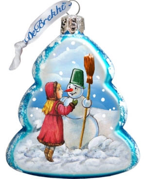 G.debrekht Playing Snowman Glass Ornament In Multi