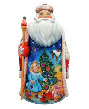 G.debrekht Woodcarved And Hand Painted Angelic Christmas Tree Santa Claus Figurine In Multi