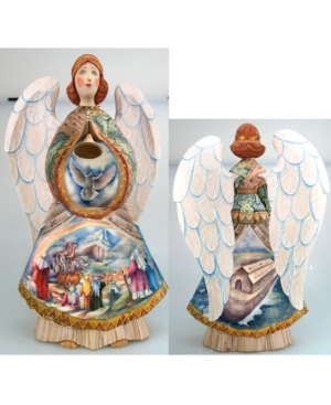 G.debrekht Woodcarved And Hand Painted Noah Ark Angel Santa Figurine In Multi
