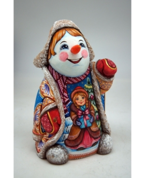 G.debrekht Woodcarved And Hand Painted Santa Snowman Figurine In Multi