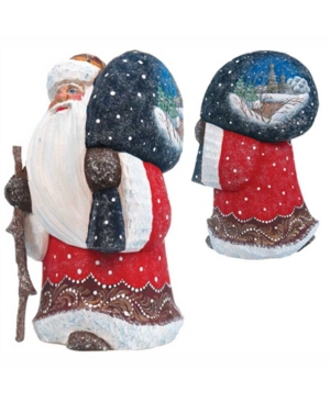 G.debrekht Woodcarved And Hand Painted Merry Yuletide Wanderer Santa And Hand Painted In Multi