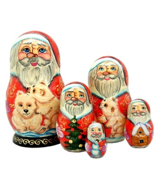 G.debrekht 5-piece Santa Polar Bear Friend Russian Matryoshka Nested Doll Set In Multi