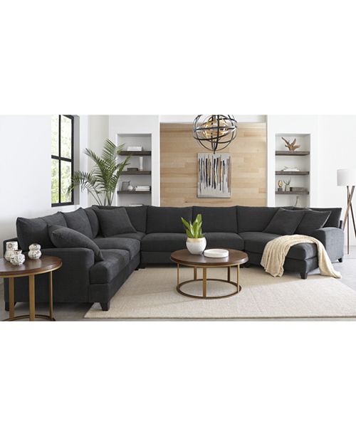 Furniture Gartown 4-Pc. Fabric Sectional Sofa with Cuddler ...