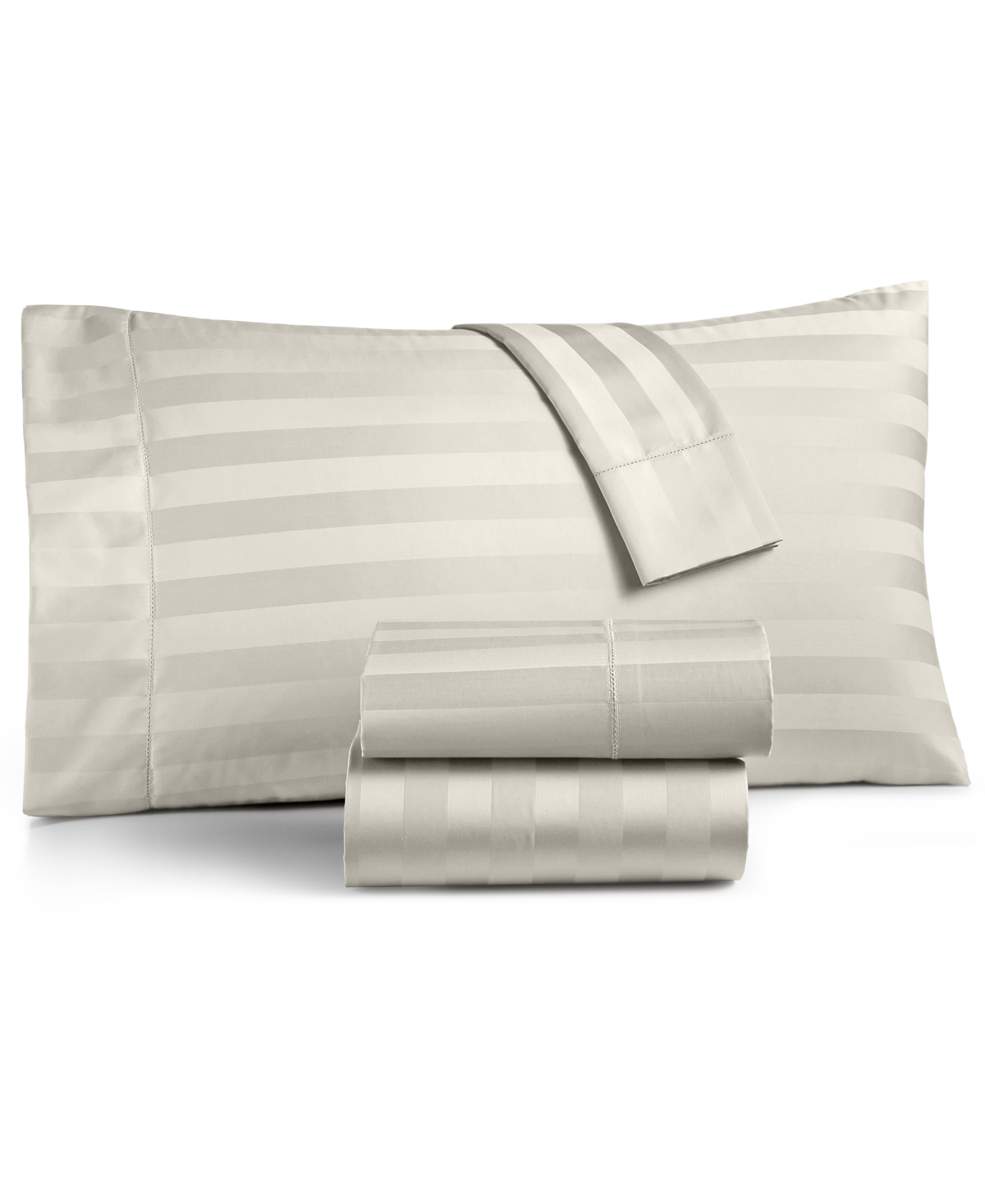 Charter Club 1.5" Stripe 550 Thread Count 100% Cotton Pillowcase Pair, Standard, Exclusively At Macy's In Ivory