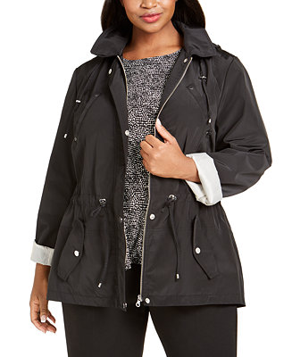 Charter Club Plus Size Water-Resistant Utility Jacket, Created for Macy ...