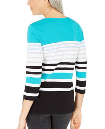 Karen Scott Women's Colorblocked Striped Top Red Size Petite XL