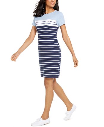 Karen Scott Sport-Stripe Dress, Created for Macy's - Macy's