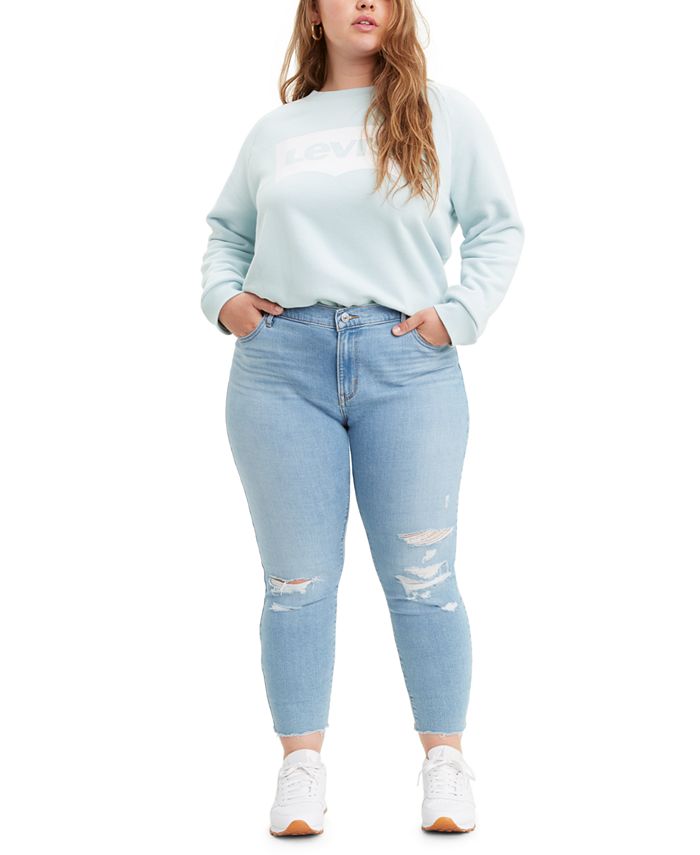 Levi's Trendy Plus Size 711 Ripped Skinny Ankle Jeans & Reviews - Jeans -  Plus Sizes - Macy's