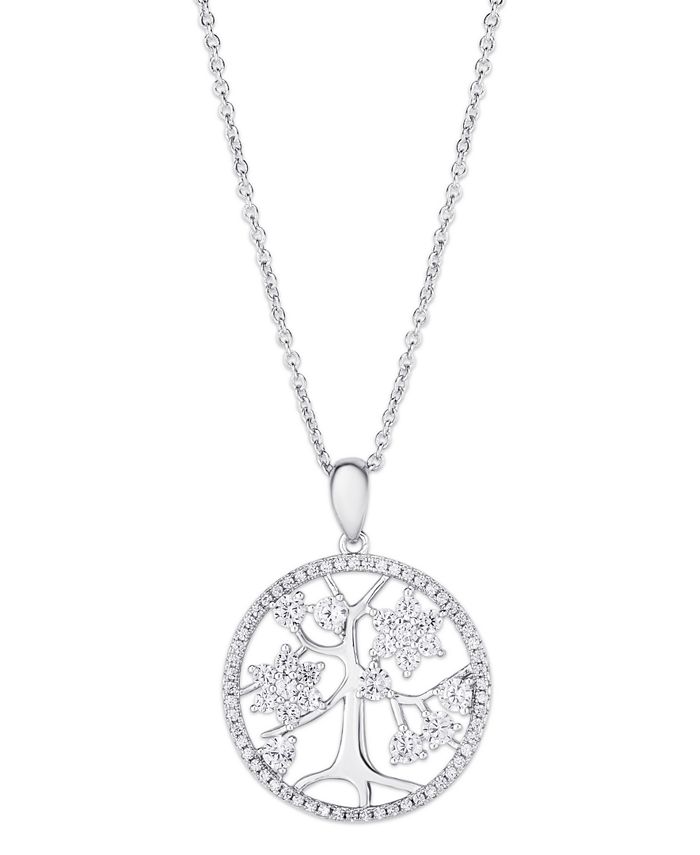 Macy's Cubic Zirconia Tree of Life Pendant Necklace in Silver Plate ...
