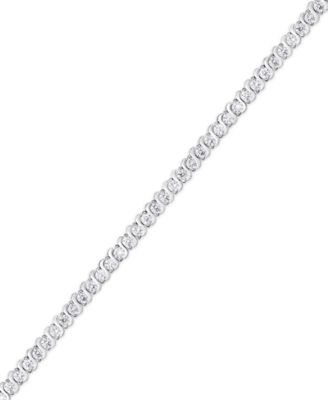 Cubic Zirconia "S" Link Line Bracelet in Silver Plate