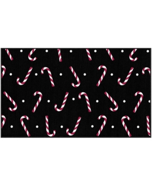 Mohawk Candy Canes Accent Rug, 30" X 50" Bedding In Black
