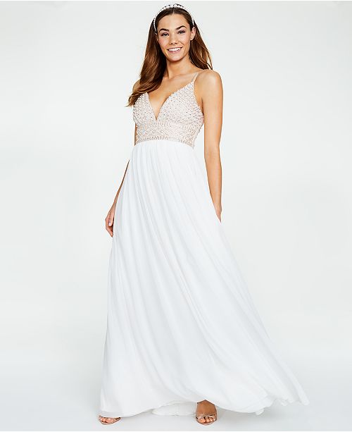 Say Yes To The Prom Juniors Beaded Bodice Chiffon Gown Created