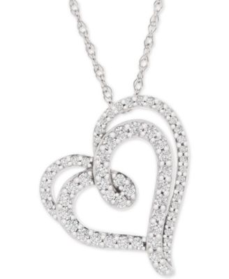 floating heart diamond pendant