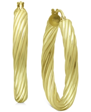 image of Giani Bernini Medium Twist Tube Hoop Earrings in 18k Gold-Plated Sterling Silver, 1.1