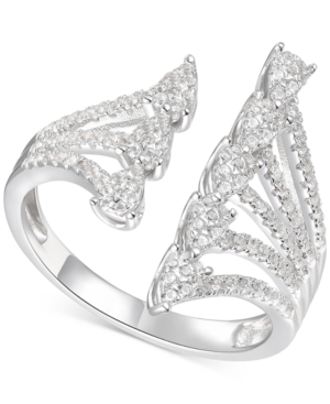 image of Diamond Teardrop Cluster Cuff Statement Ring (1/2 ct. t.w.) in 14k White Gold