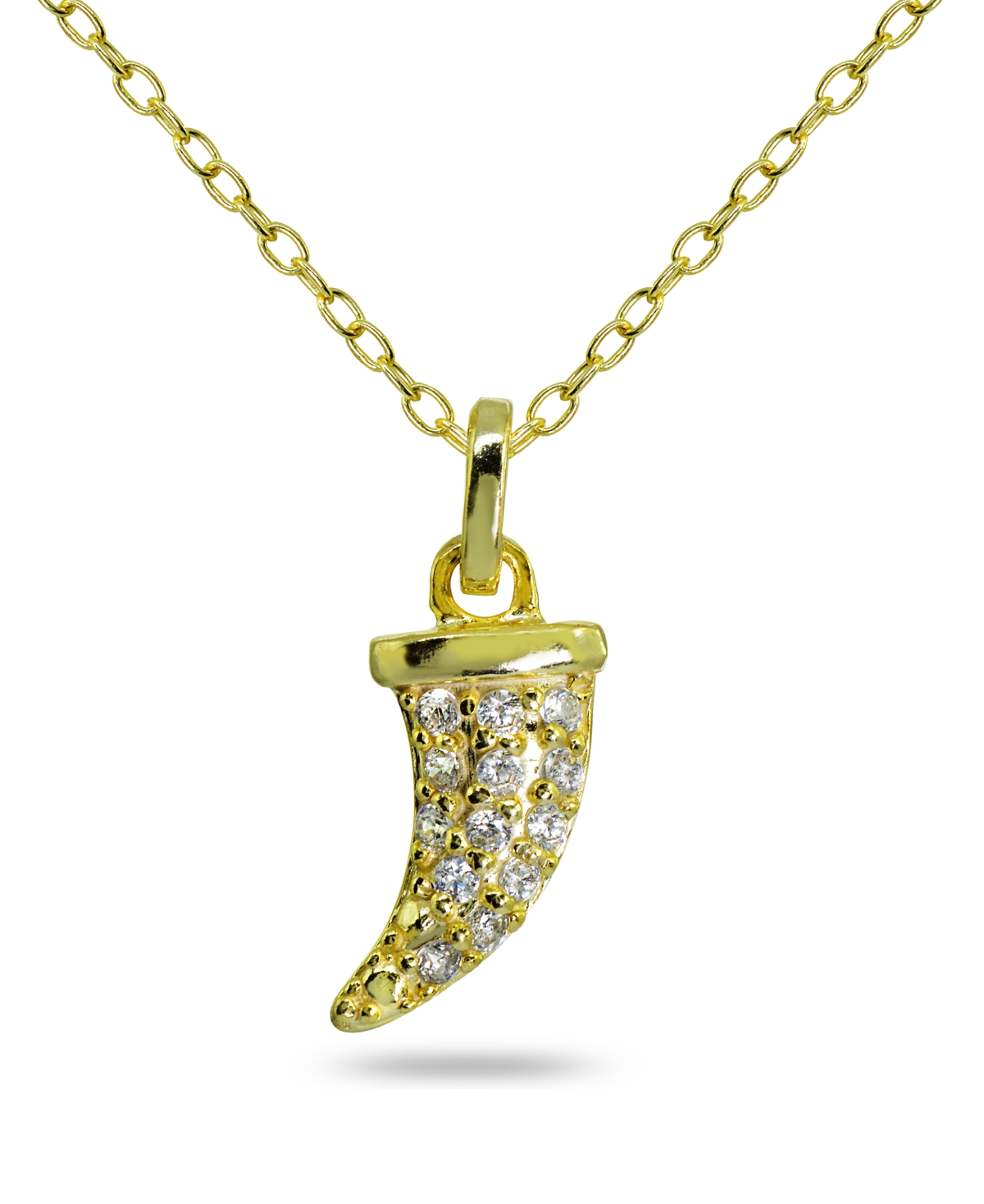 Cubic Zirconia Horn Pendant in 18k Gold Plated Sterling Silver - Gold