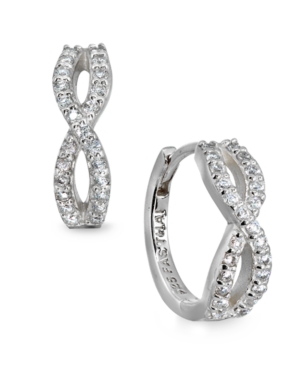 Giani Bernini Cubic Zirconia Infinity Huggie Hoop Earrings In Sterling Silver