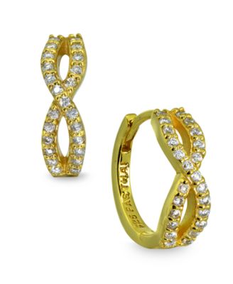 Cubic Zirconia Infinity Huggie Hoop Earrings in Sterling Silver - Gold 99$