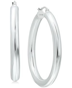 image of Giani Bernini Medium Polished Tube Hoop Earrings in Sterling Silver, 1.57