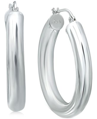 Giani Bernini - Medium Tube Hoop Earrings in Sterling Silver, 1.1"