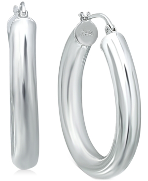 image of Giani Bernini Medium Tube Hoop Earrings in Sterling Silver, 1.1