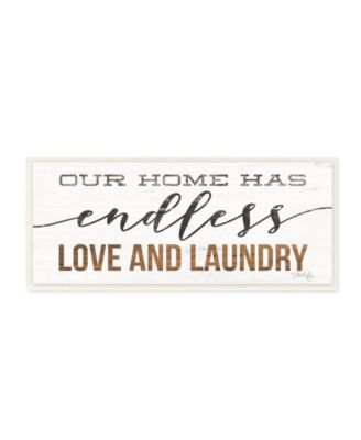 Our Home Has Endless Love and Laundry Rustic White Wood Look Sign, 7" L x 17" H