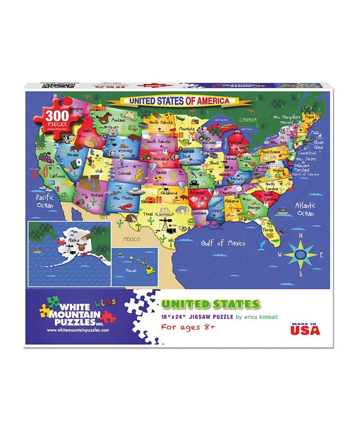 MasterPieces Puzzles White Mountain Puzzles USA Map 300 Piece Jigsaw