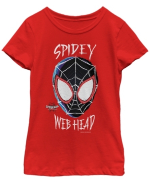 Fifth Sun Marvel Big Girl's Spiderverse Spidey Web Head Short Sleeve T-Shirt