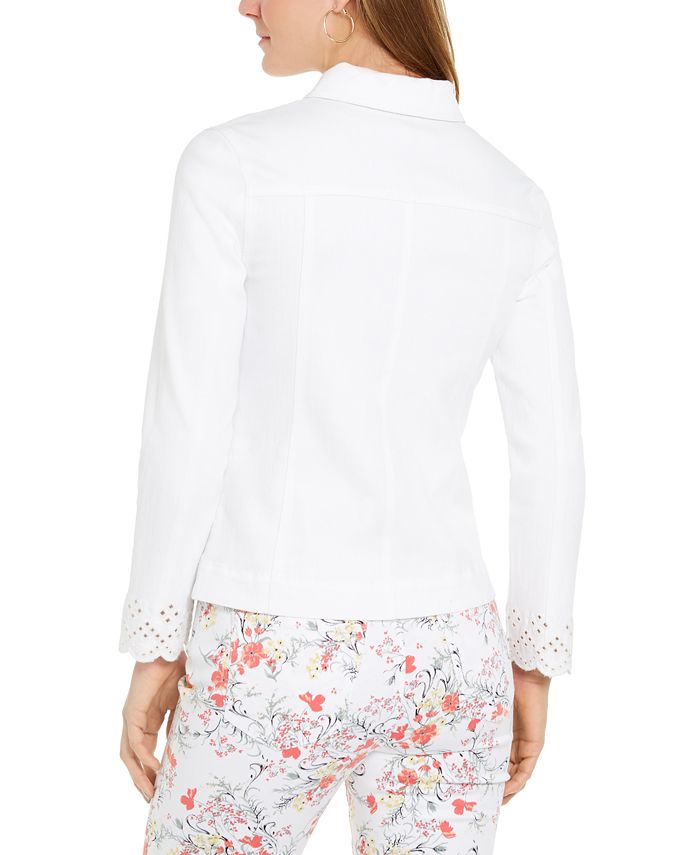 Charter Club Petite White Eyelet Jean Jacket, Created for Macy's Macy's