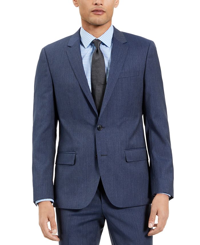 HUGO Men's Slim-Fit Blue Check Suit Jacket, Created for Macy's - Macy's