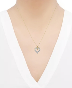 image of Diamond Heart Pendant Necklace (1 ct. t.w.) in 14k Gold, 16