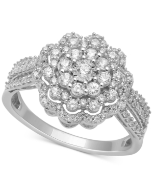 image of Diamond Flower Cluster Statement Ring (3/4 ct. t.w.) in 14k White Gold