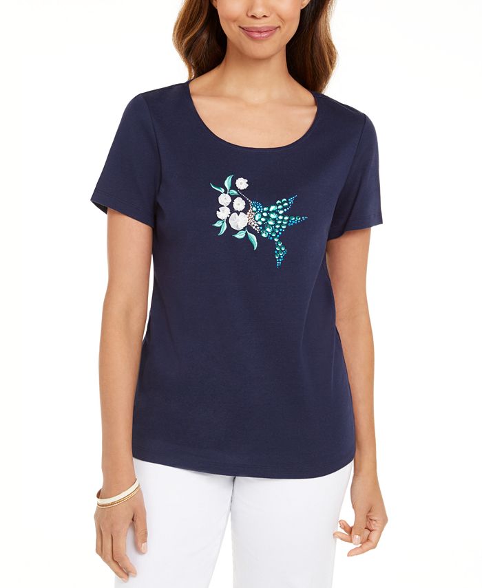Karen Scott Cotton Hummingbird TShirt, Created for Macy's Macy's