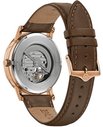Bulova - Women's Automatic Clipper Brown Leather Strap Watch 42mm