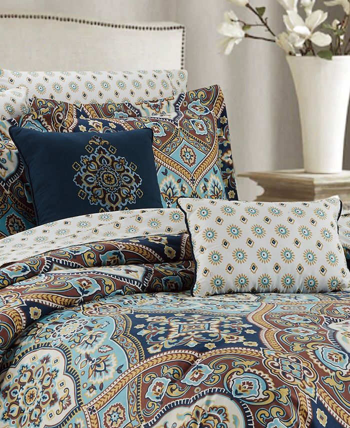 Olivia Gray Wellington 9Piece Printed Reversible Queen Comforter Set Macy's