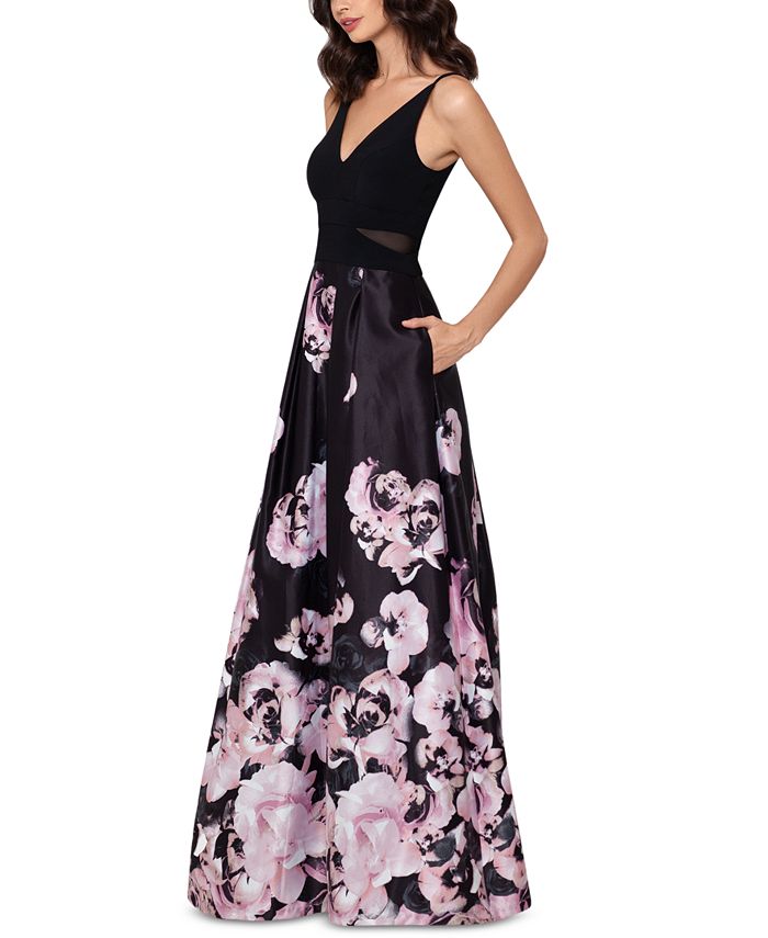 XSCAPE Floral-Print Gown - Macy's