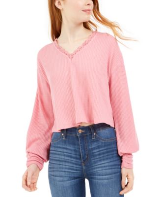 Love, Fire - Juniors' Lace V-Neck Top