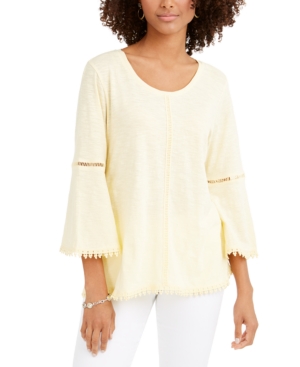 image of Style & Co Crochet-Trim Bell-Sleeve Top, Created for Macy-s