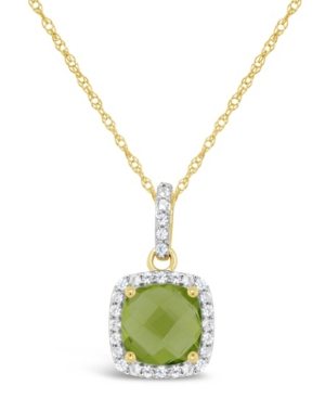 image of Garnet (2 ct. t.w.) and Created White Sapphire (1/6 ct. t.w.) Pendant Necklace in 10k Yellow Gold. Also Available in Peridot (1-7/8 ct. t.w.)