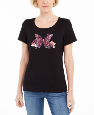 Karen Scott Karen Scott Cotton Embellished Butterfly T Shirt Created For Macy S From Macys Com Shefinds