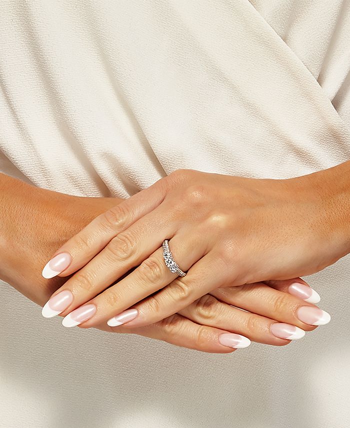 Macy's Diamond Triple Stone Engagement Ring (1 ct. t.w.) in 14k White