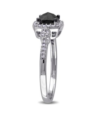 Black and White Diamond (1 ct. t.w.) Engagement Ring in 14k White Gold