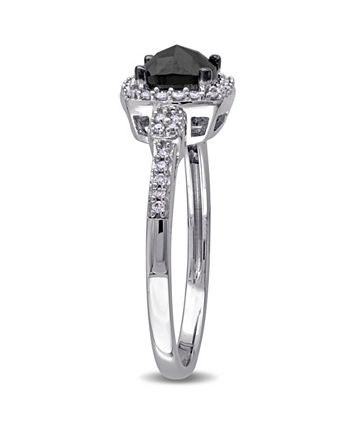 Macy's - Black and White Diamond (1 ct. t.w.) Engagement Ring in 14k White Gold