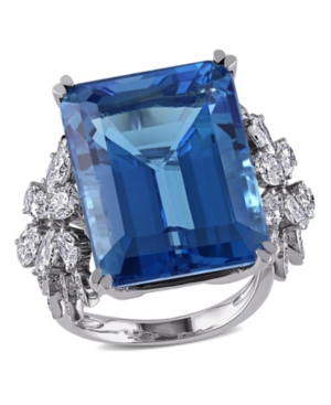 image of Blue Topaz (28 1/4 ct. t.w.) and Diamond (1 3/4 ct. t.w.) Ring in 14k White Gold