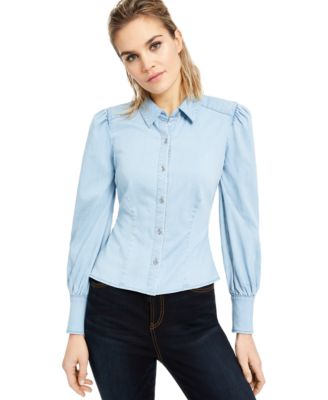 INC International Concepts - Puff-Sleeve Button-Up Shirt