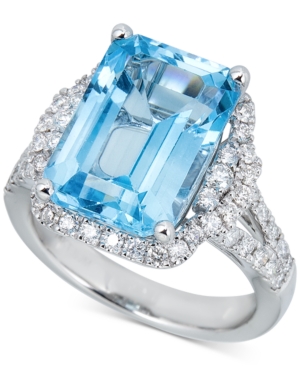 image of Swiss Blue Topaz (10 ct. t.w.) & Diamond (7/8 ct. t.w.) Ring in 14k White Gold
